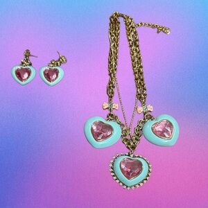 RARE Betsey Johnson Vintage Lucite Hearts necklace and earrings